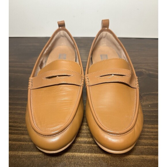 FitFlop Lena Slip On Penny Loafers Flat Shoes Tan Beige Women's SIZE 8 - Picture 5 of 9